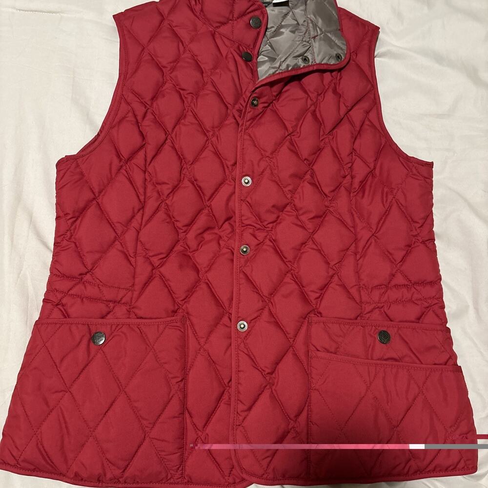 Eddie Bauer Goose Down Vest Womens M Red EB650 Diamond Quilted Snap Puffer